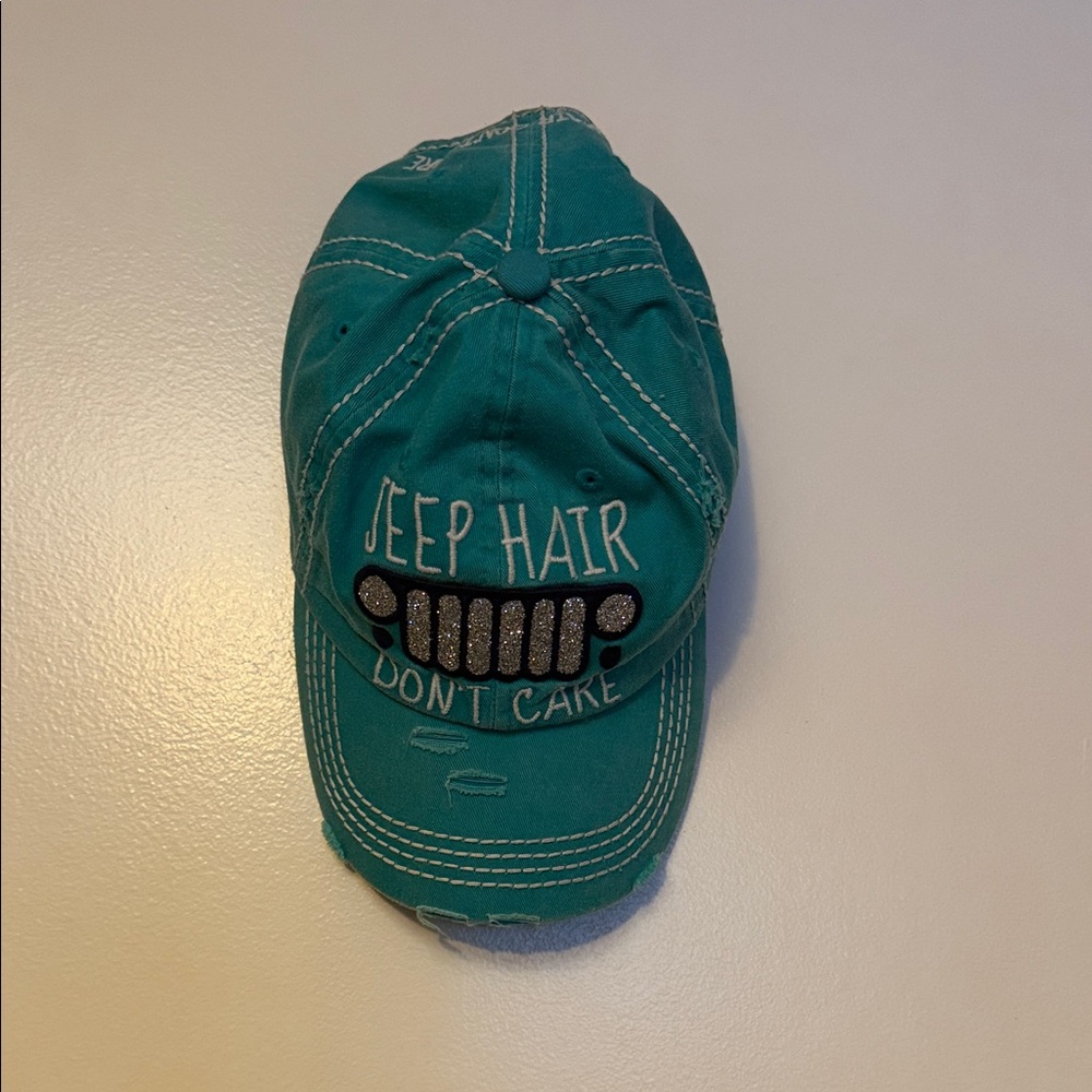 Teal Cap with Fun Embroidery